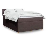 vidaXL Boxspring met matras stof donkerbruin 160x200 cm3287503 Marron G
