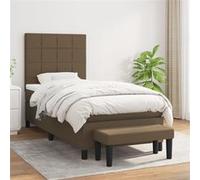 vidaXL Boxspring met matras stof donkerbruin 90x200 cm3136568 Marron G