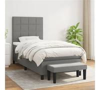 vidaXL Boxspring met matras stof donkergrijs 100x200 cm3136574 Gris G