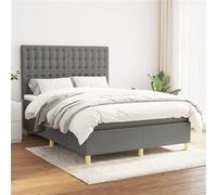 vidaXL Boxspring met matras stof donkergrijs 140x190 cm3142650 Gris G