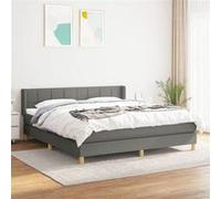 vidaXL Boxspring met matras stof donkergrijs 160x200 cm3130282 Gris G