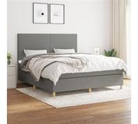 vidaXL Boxspring met matras stof donkergrijs 180x200 cm3142194 Gris G