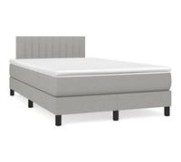 vidaXL Sommier à lattes de lit et matelas gris clair 120x190 cm tissu