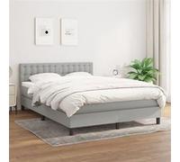 vidaXL Boxspring met matras stof lichtgrijs 140x190 cm3140369 Gris G