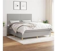 vidaXL Boxspring met matras stof lichtgrijs 160x200 cm3142185 Gris G