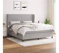vidaXL Boxspring met matras stof lichtgrijs 180x200 cm3128061 Gris clair G