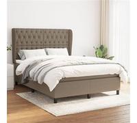 vidaXL Lit à sommier tapissier avec matelas Taupe 140x190 cm Tissu