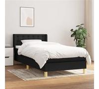 vidaXL Boxspring met matras stof zwart 100x200 cm3130571 Noir G