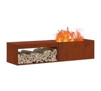 vidaXL Braise Marron 160 x 45 x 35 cm Acier, Jardin et terrasse, Foyer rectangulaire, Chauffage d'extérieur, résistant aux intempéries, mobilier Moderne pour se Rassembler