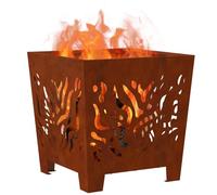 vidaXL Braise Marron 40 x 40 x 40 cm Acier patiné, Braise d'extérieur, Design Moderne en métal, carré, Portable pour Jardin ou terrasse, résistant à la Rouille pour Vos rassemble