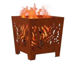 vidaXL Braise Marron 40 x 40 x 40 cm Acier patiné, Braise d'extérieur, Design Moderne en métal, carré, Portable pour Jardin ou terrasse, résistant à la Rouille pour Vos rassemble