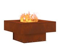 vidaXL Braise Marron 60 x 60 x 30 cm Acier patiné, Brasero de Patio Moderne et stylé, carré, Parfait pour se détendre en extérieur, déco Durable et Chauffage