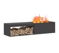 vidaXL Braise Noir 160 x 45 x 35 cm Acier, Jardin et terrasse, Foyer rectangulaire, Chauffage d'extérieur, résistant aux intempéries, mobilier Moderne pour se Rassembler