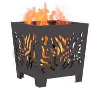 vidaXL Brasero carré extérieur 40x40x40 cm Acier Noir – Portable, résistant à la rouille