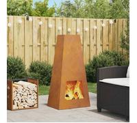 vidaXL Brasero foyer d'extérieur conique Marron 50 x 35 x 100 cm acier