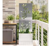 vidaXL Brise-vue de jardin en toile à motif floral argenté, 50 x 150 cm, acier inoxydable