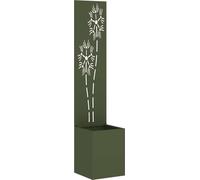 vidaXL Brise-vue de jardin, motif floral, vert olive, 32 x 150 cm