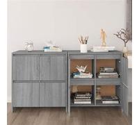 vidaXL Buffet 2 pcs, Armoires avec 4 Portes, Meubles de Rangement, Organisateurs de Salle de Séjour Salon Intérieur, Sonoma Gris Bois d'Ingénierie Gris G