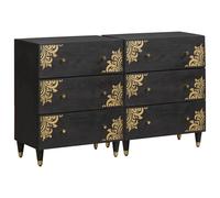 vidaXL Buffet 2 pcs Noir 60 x 33 x 75 cm Bois de mangue massif