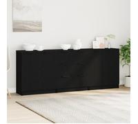 vidaXL Buffet 3 pcs Chêne Noir 180 x 30 x 70 cm Bois d'ingénierie, Buffet rectangulaire Moderne, Meuble de Rangement Durable, élégance pour la Salle à Manger, Style épuré