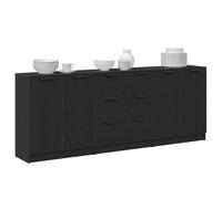 vidaXL Buffet 3 pcs Chêne Noir 180 x 30 x 70 cm Bois d'ingénierie, Buffet rectangulaire Moderne, Meuble de Rangement Durable, élégance pour la Salle à Manger, Style épuré
