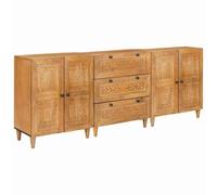 vidaXL Buffet 3 pcs Marron 60 x 33 x 75 cm Bois de manguier Massif, Buffet de Salon, Meuble de Rangement rectangulaire, en Bois de Mangue, Design Classique, Pratique et Durable