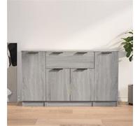vidaXL Buffet 3 pcs, Meubles de Rangement avec Tiroir et Compartiment, Armoires de Rangement, Buffets de Salon Salle de Séjour, Moderne, Sonoma Gris Bois d'Ingénierie Gris G