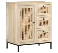 Vidaxl Buffet 60x35x70 Cm Bois De Manguier Massif Et Canne Naturelle Multicolore