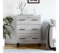 vidaXL Buffet, Armoire avec Pieds et 3 Tiroirs, Commode de Rangement, Organisateur de Salon Intérieur, Moderne, Sonoma Gris Bois d'Ingénierie