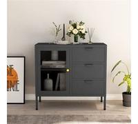 vidaXL Buffet Anthracite 75x35x70 cm Acier et verre trempé336075 Anthracite G