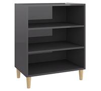 vidaXL Buffet, Armoire avec 3 Étagères, Meuble de Rangement, Organisateur de Salle de Séjour Salon, Scandinave, Gris Brillant Bois d'Ingénierie