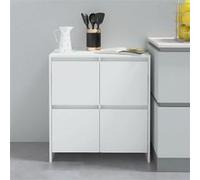 vidaXL Buffet, Armoire avec 4 Portes, Meuble de Rangement, Organisateur de Salle de Séjour Salon Intérieur, Blanc Bois d'Ingénierie Blanc G