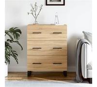 vidaXL Buffet, Armoire avec Pieds et 3 Tiroirs, Commode de Rangement, Organisateur de Salon, Moderne, Chêne Sonoma Bois d'Ingénierie Marron G