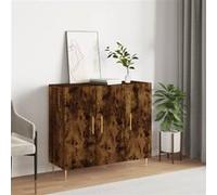 vidaXL Buffet chêne fumé 90x34x80 cm bois d'ingénierie Marron