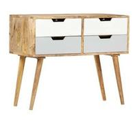 Buffet Armoire de Rangement avec 4 Tiroirs Commode Meuble de Rangement Armoire Latérale Maison Intérieur 85x40x71 cm Bois de Manguier Massif