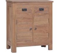 vidaXL Buffet Armoire Latérale Armoire de Rangement Meuble de Rangement avec 2 Tiroirs et Portes Maison Intérieur 65x30x75 cm Bois de Teck Massif Brun G