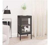 vidaXL Buffet Armoire Latérale Armoire de Rangement Meuble de Rangement Salon Salle de Séjour Intérieur Anthracite 38x35x70 cm Acier et Verre Anthracite G