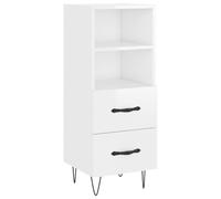 vidaXL Buffet, Armoire Latérale avec 2 Tiroirs et 2 Compartiments, Commode avec Pieds, Meuble de Rangement Salon, Moderne, Blanc Brillant Bois d'Ingénierie