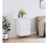 vidaXL Buffet armoire latérale 3 tiroirs, pieds, bois d'ingénierie blanc 40x35x70 cm