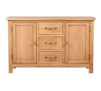 vidaXL Buffet en chêne massif 3 tiroirs 110 x 33,5 x 70 cm Brun