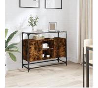 vidaXL Buffet – Dessus en verre chêne fumé – Bois d'ingénierie Marron