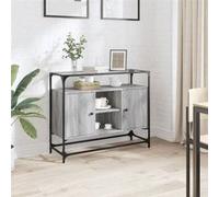 vidaXL Buffet avec dessus en verre sonoma gris