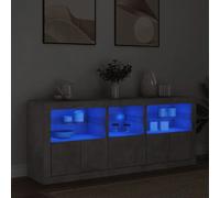 vidaXL Buffet avec LED 162x37x67 cm - Gris béton