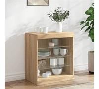 vidaXL Buffet avec lumières LED Chêne Sonoma 60,5×37×67 cm Multicolore