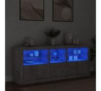 vidaXL Buffet avec lumières LED gris béton 162x37x67 cm