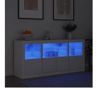 vidaXL Buffet avec Lumières LED, Armoire avec Porte, Meuble de Rangement, Organisateur de Salle de Séjour Intérieur, Moderne, Blanc