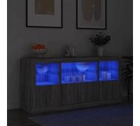 vidaXL Buffet Sonoma gris - avec lumières LED et porte - 142,5×37×67 cm