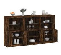 Vidaxl Buffet Avec Lumières Led Chêne Fumé 181,5x37x100 Cm Multicolore