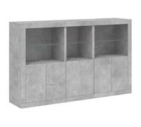 vidaXL Buffet armoire LED moderne Meuble de rangement 162x37x100 cm Gris Béton