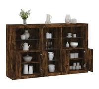 vidaXL Buffet avec Lumières LED, Armoire avec Porte, Meuble de Rangement, Organisateur de Salon Entrée Salle de Séjour, 3209174 Marron G